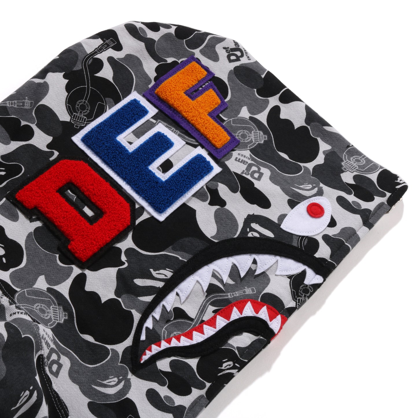 BAPE DEF JAM CAMO SHARK HOODIE (BLACK)