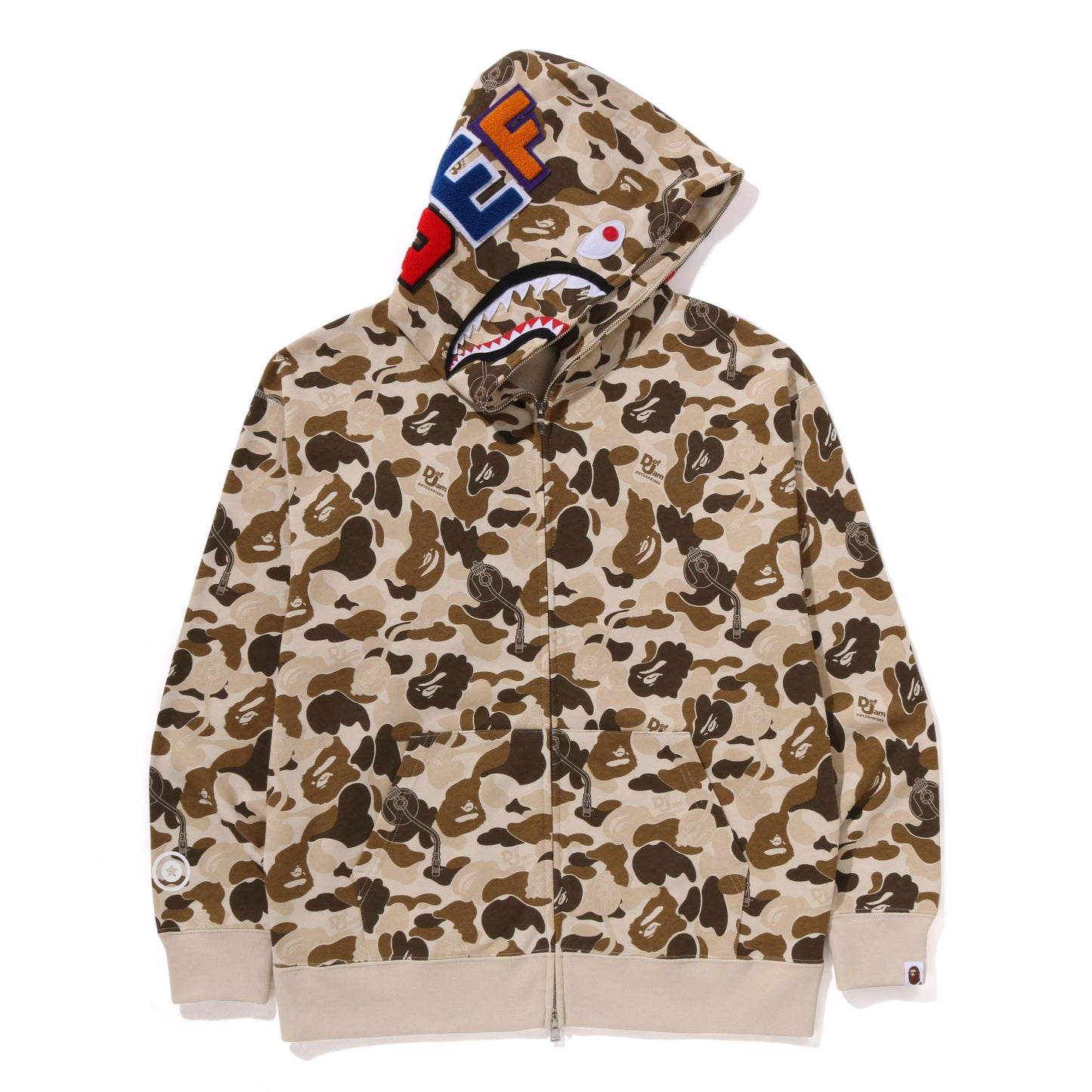 BAPE DEF JAM CAMO SHARK HOODIE (BEIGE)