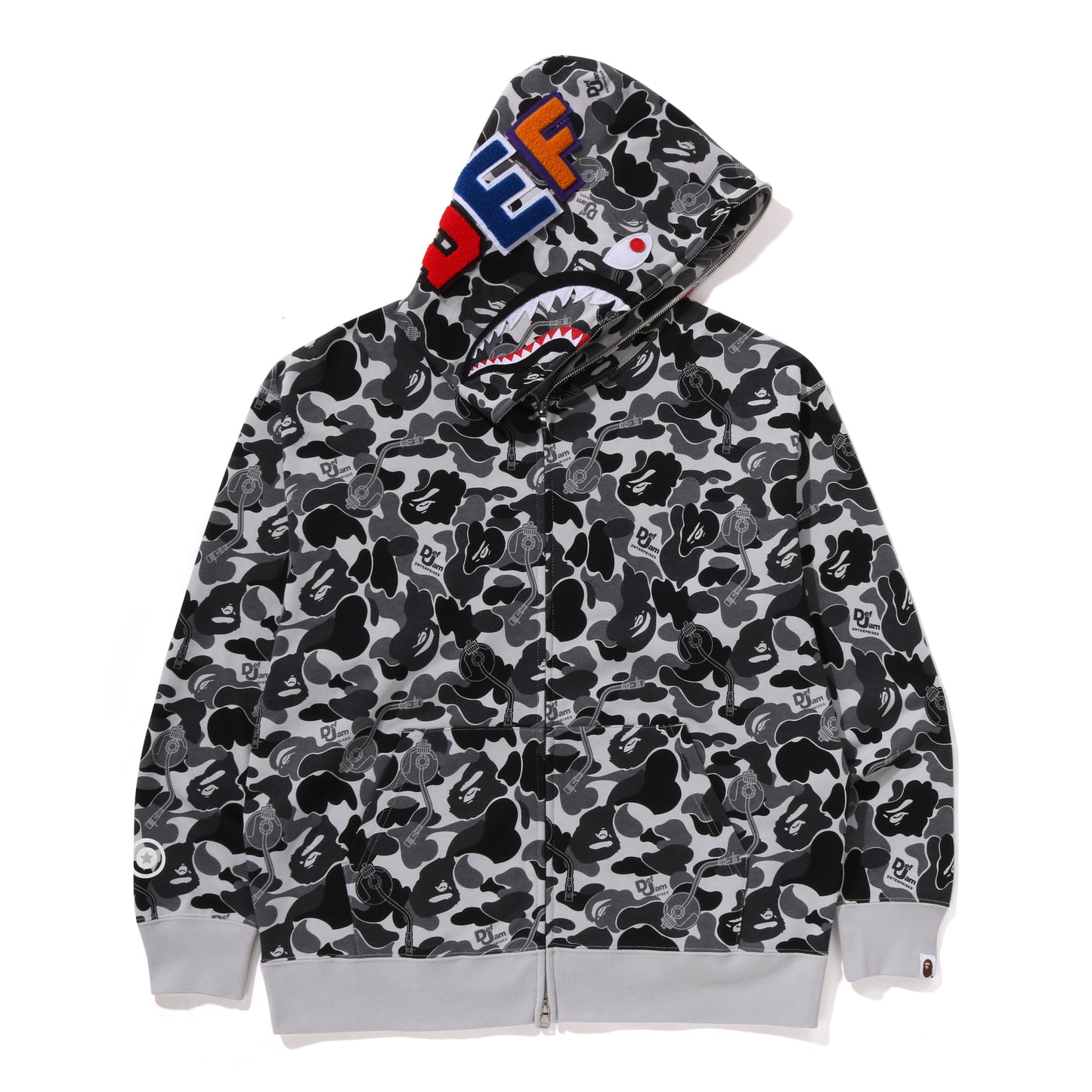BAPE DEF JAM CAMO SHARK HOODIE (BLACK)